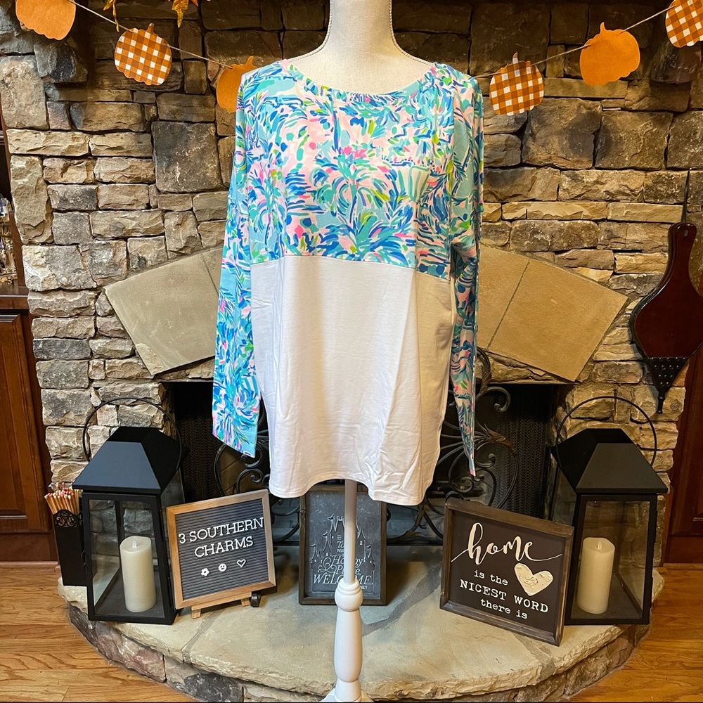 NWT Lilly Pulitzer Finn Top Blue Ibiza Cabana Cocktail Size XL